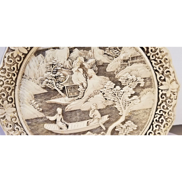 Oriental Dynasty Plate Carved Resin by Arnart Imports 1983 - Picture 2 of 7